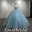 Elegant Tulle And Sequin Lace Spaghetti Straps Lace Up Back A-Line Long Prom Dresses,PD3681