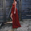 Rust Red Strapless Sweetheart Sexy Side-slit Mermaid Long Prom Dress, PD3518