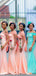 Mix-color Spaghetti Strap Off-shoulder Mermaid Long Bridesmaid Dresses, BD3199
