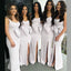 Unique Scoop Ivory Bowknot Side-slit Mermaid Long Bridesmaid Dresses, WG736