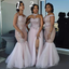Multi Styles Lace Nude Pink Tulle Long Bridesmaid Dress, BD3073
