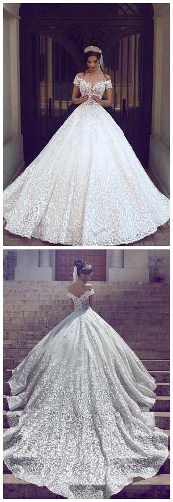 New Off The Shoulder Wedding gowns, Short Sleeve Ball Gowns Wedding Dresses Lace On Sale ,WD0187