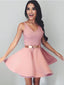Dusty Pink V Neck Simple Short Cheap Homecoming Dresses Under 100, CM577