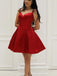Sexy Open Back Sleeveless A-line Short Cheap Red Homecoming Dresses, CM519