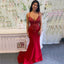 Sexy Dark Red Halter V-neck Sparkly Top Mermaid Long Prom Dress, PD3386