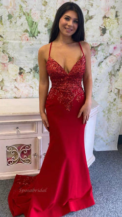 Sexy Dark Red Halter V-neck Sparkly Top Mermaid Long Prom Dress, PD3386