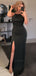 Sexy Halter Side-slit Black Elegant Half Open Back Long Mermaid Prom Dress, PD3470