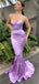 Sexy Lilac Strapless Sweetheart Mermaid Long Prom Dress, PD3559
