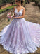 Sexy Luxury Pink Illusion Lace Backless A-line Long Train Wedding Dress, WD3050