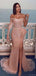 Sexy Sparkly Champagne Rose One-shoulder Side-slit Mermaid Long Prom Dress, PD3203