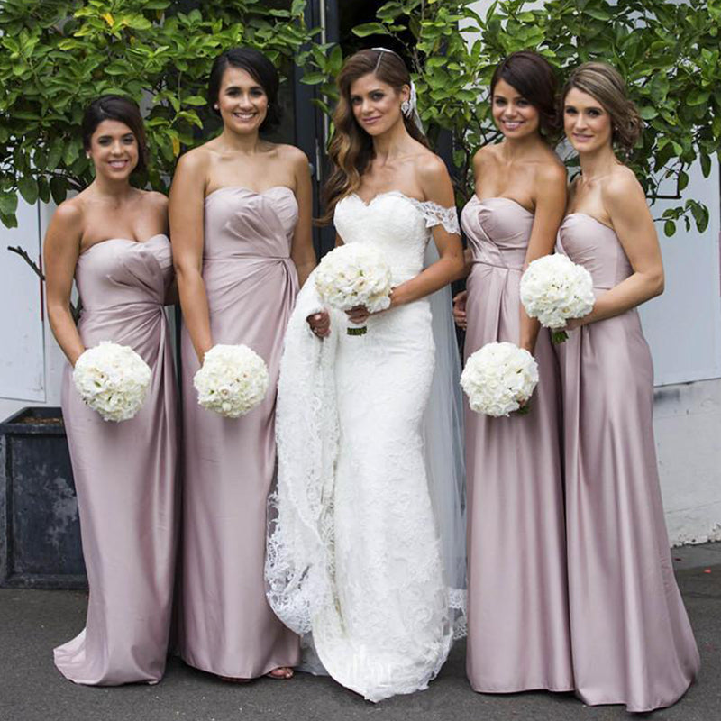 Sexy Wisteria Sweetheart Trapless Pleats Sheath Long Bridesmaid Dress, BD3214