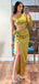 Silky One-shoulder Hollow Side-slit Mermaid Long Prom Dress, PD3454
