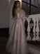 Sparkly Blush Pink Strapless Sexy Off-shoulder Side-slit Long A-line Prom Dress, PD3331
