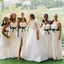 Unique Blue And Ivory Sweetheart Pleats Side-slit A-line Long Bridesmaid Dress, BD3247