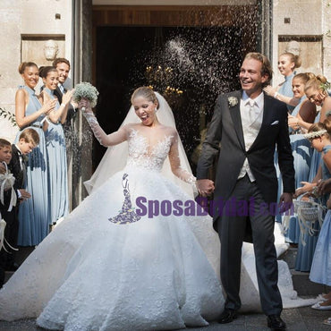 Long Sleeves Elegant Formal Beautiful Modest Wedding Dress, Most Popular Bridal dress, , PD0667